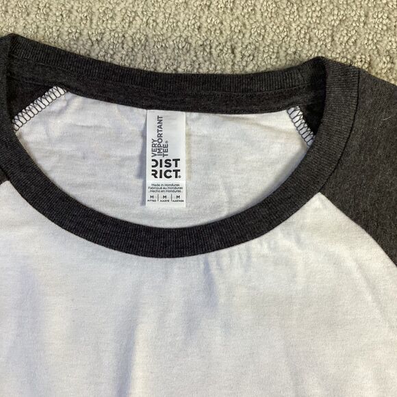 Set of 3 New District White Raglan Baseball T-Shirt Top Three Quarter Sleeve - Picture 3 of 4